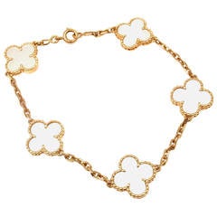 Retro Van Cleef & Arpels Alhambra Mother of Pearl Gold Bracelet