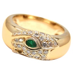 Cartier Panther Emerald Diamond Gold Band Ring