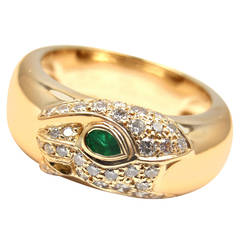 Cartier Panther Emerald Diamond Gold Band Ring 2