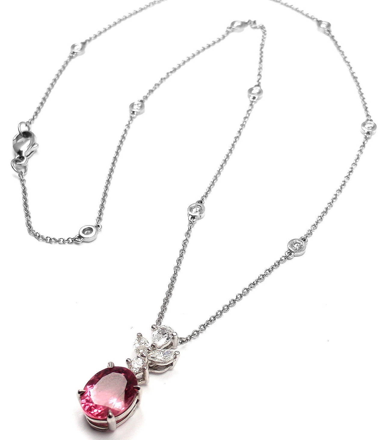 Women's Tiffany & Co. Pink Tourmaline Diamond Platinum Necklace