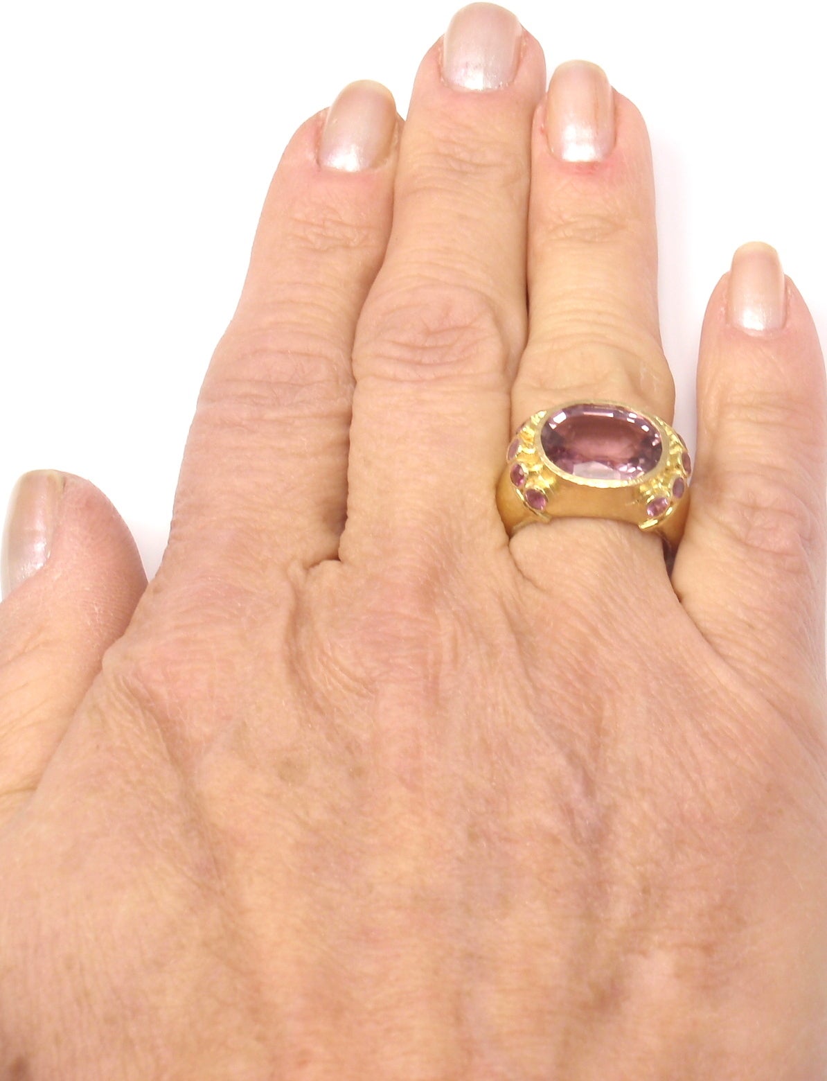 Elizabeth Locke Kunzite Pink Sapphire Yellow Gold Ring 3