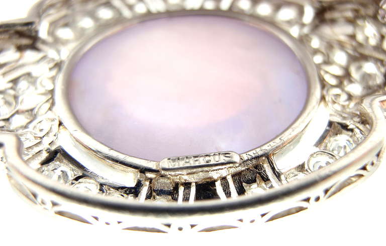 Marcus & Co Art Deco Diamond Violet Star Sapphire Platinum Brooch Pin 4