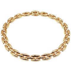 Cartier Three Row Rice Link Gold Gentiane Necklace