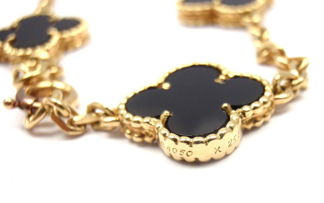 Van Cleef & Arpels Vintage Alhambra Black Onyx 20 Motif Gold Necklace 2