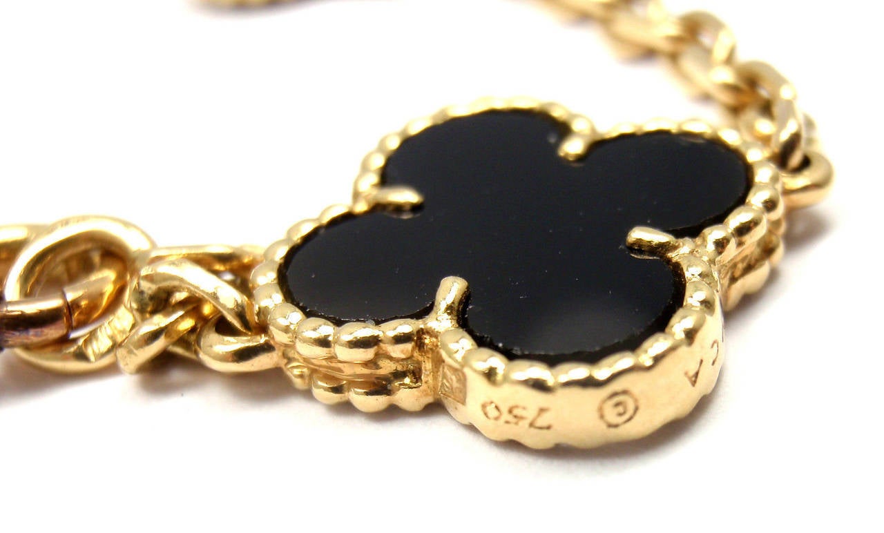 Van Cleef & Arpels Vintage Alhambra Black Onyx 20 Motif Gold Necklace 1