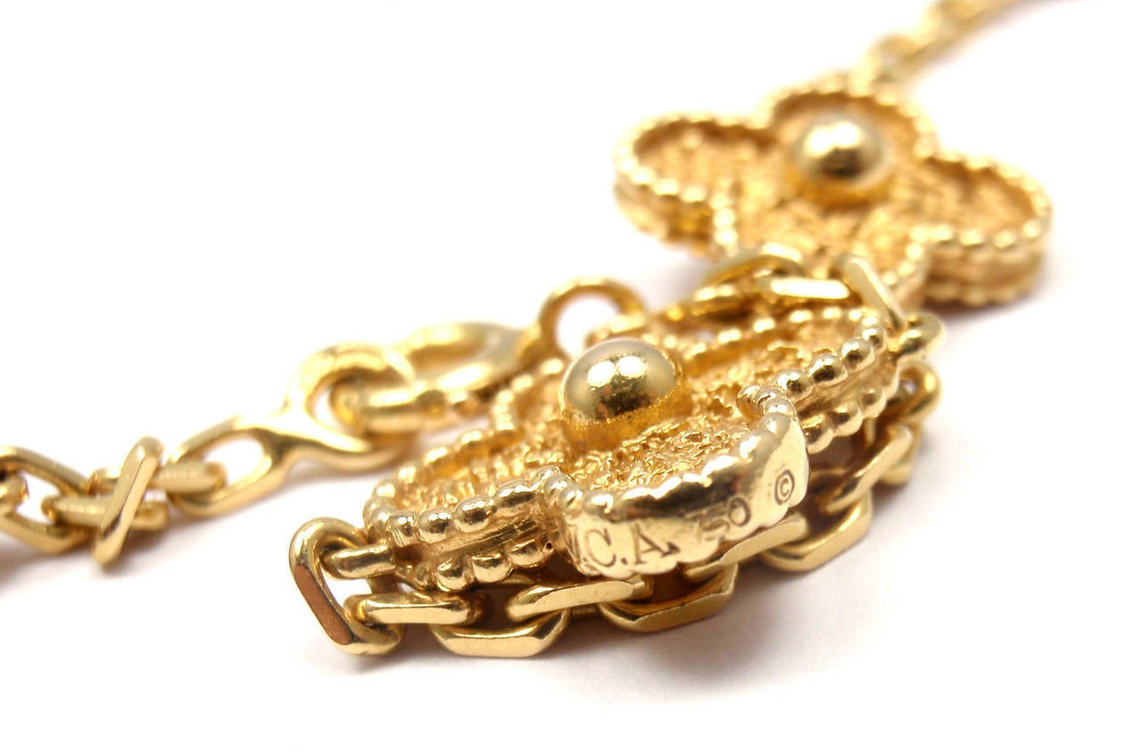 Women's Van Cleef & Arpels Vintage Alhambra Yellow Gold 20 Motif Necklace