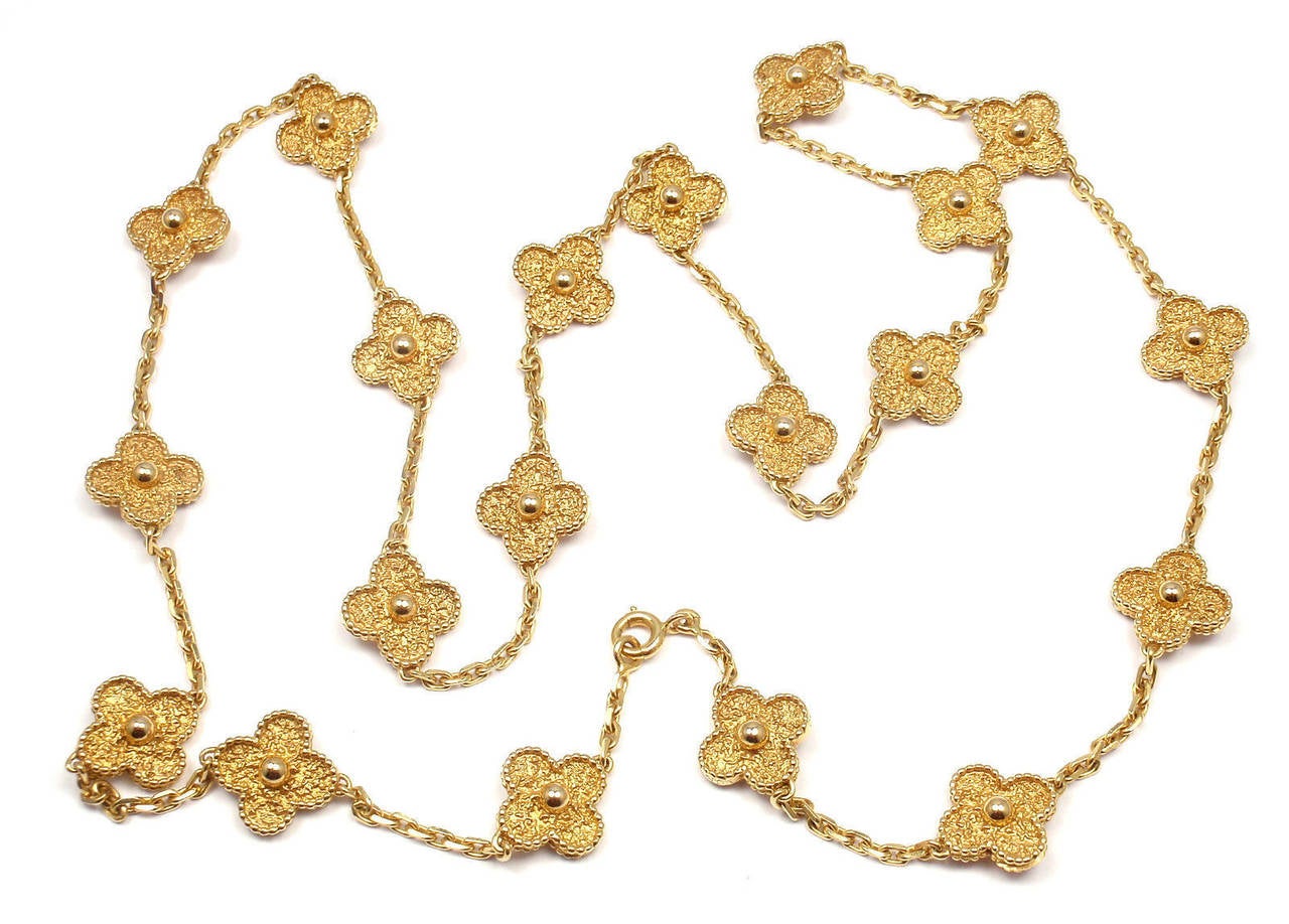 18k Yellow Gold Alhambra 20 Motif Necklace by Van Cleef & Arpels. 

Details: 
Length: 31