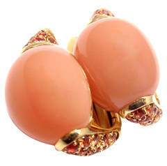 Roberto Coin Fantasia Orange Quartz And Orange Sapphire Gold Earrings