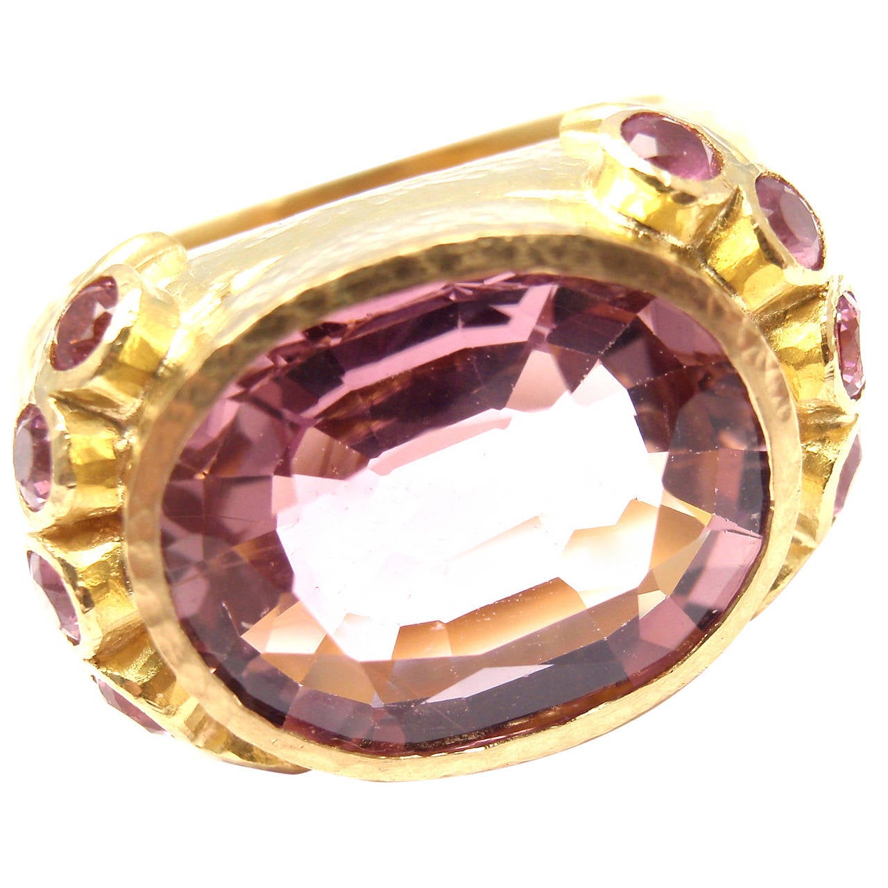 Elizabeth Locke Kunzite Pink Sapphire Yellow Gold Ring