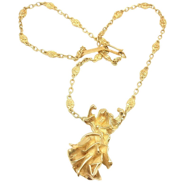 Salvador Dali "Carmen La Crotalos" Yellow Gold Necklace