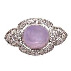 Marcus & Co Art Deco Diamond Violet Star Sapphire Platinum Brooch Pin