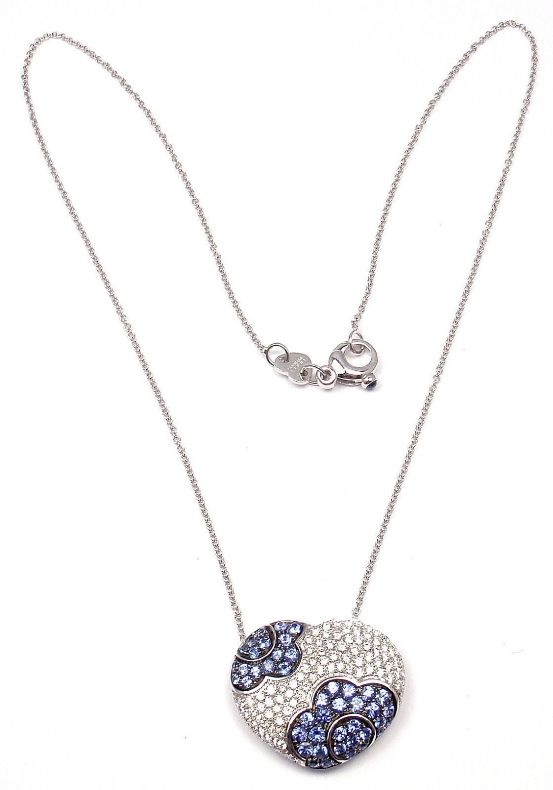 Pasquale Bruni Petals Sapphire Diamond Gold Heart Necklace In New Condition In Holland, PA