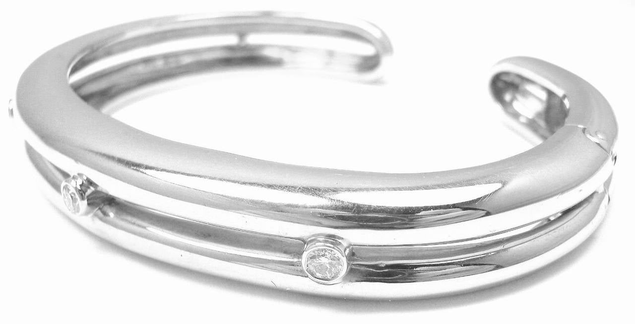18k White Gold Diamond Cuff Bracelet by Andrew Clunn. 
With 3 High Quality VS diamonds G Color

Details: 
Length: 7.5