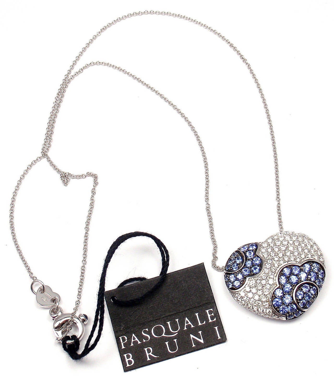 Women's Pasquale Bruni Petals Sapphire Diamond Gold Heart Necklace