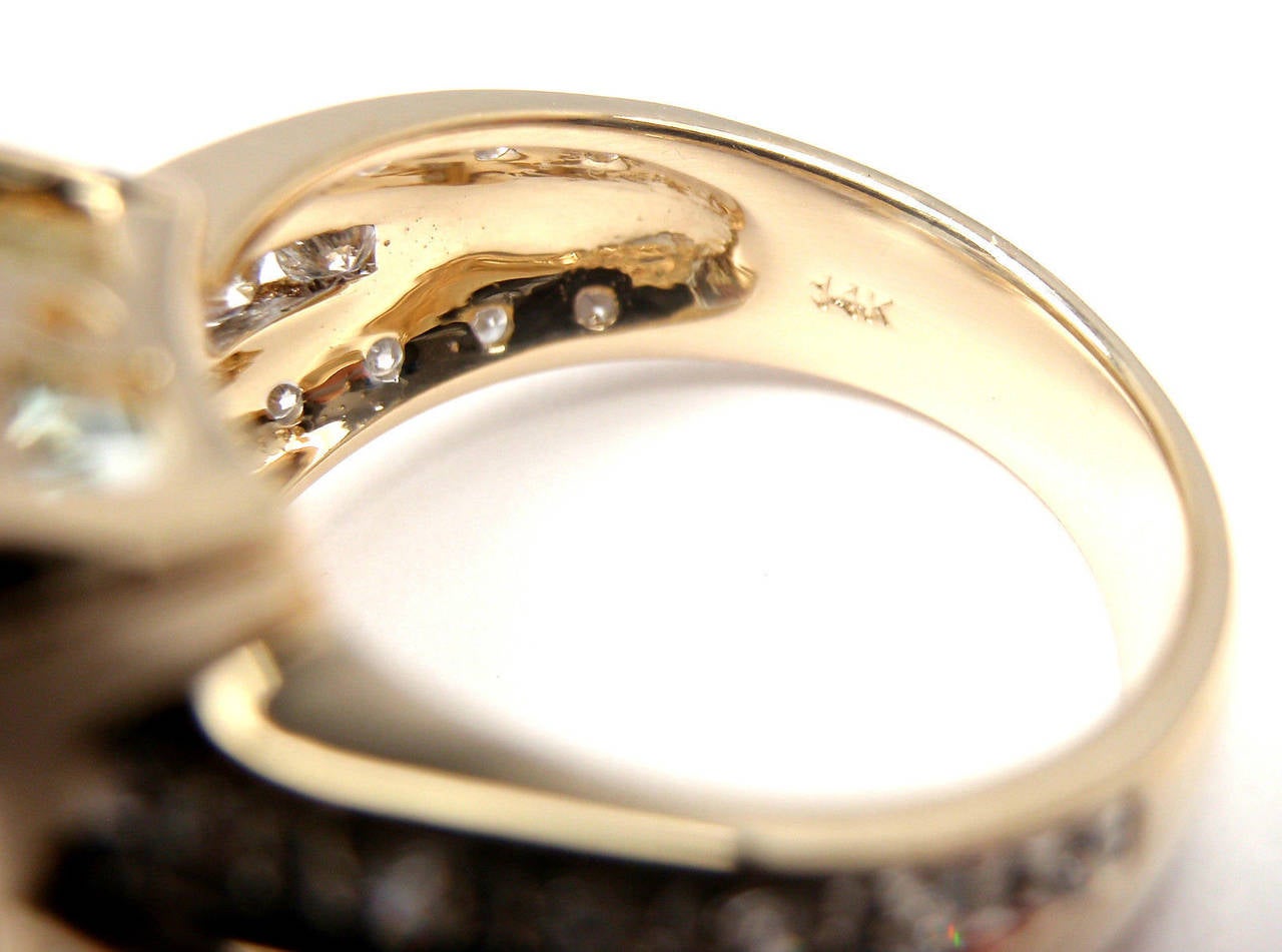 Women's Large Aquamarine Diamond Gold Cocktail Ring