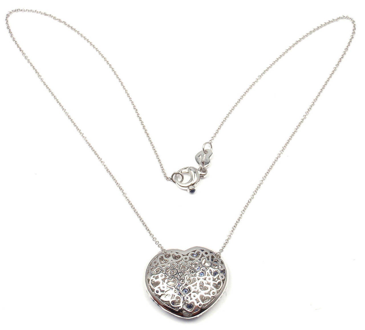 Pasquale Bruni Petals Sapphire Diamond Gold Heart Necklace 1