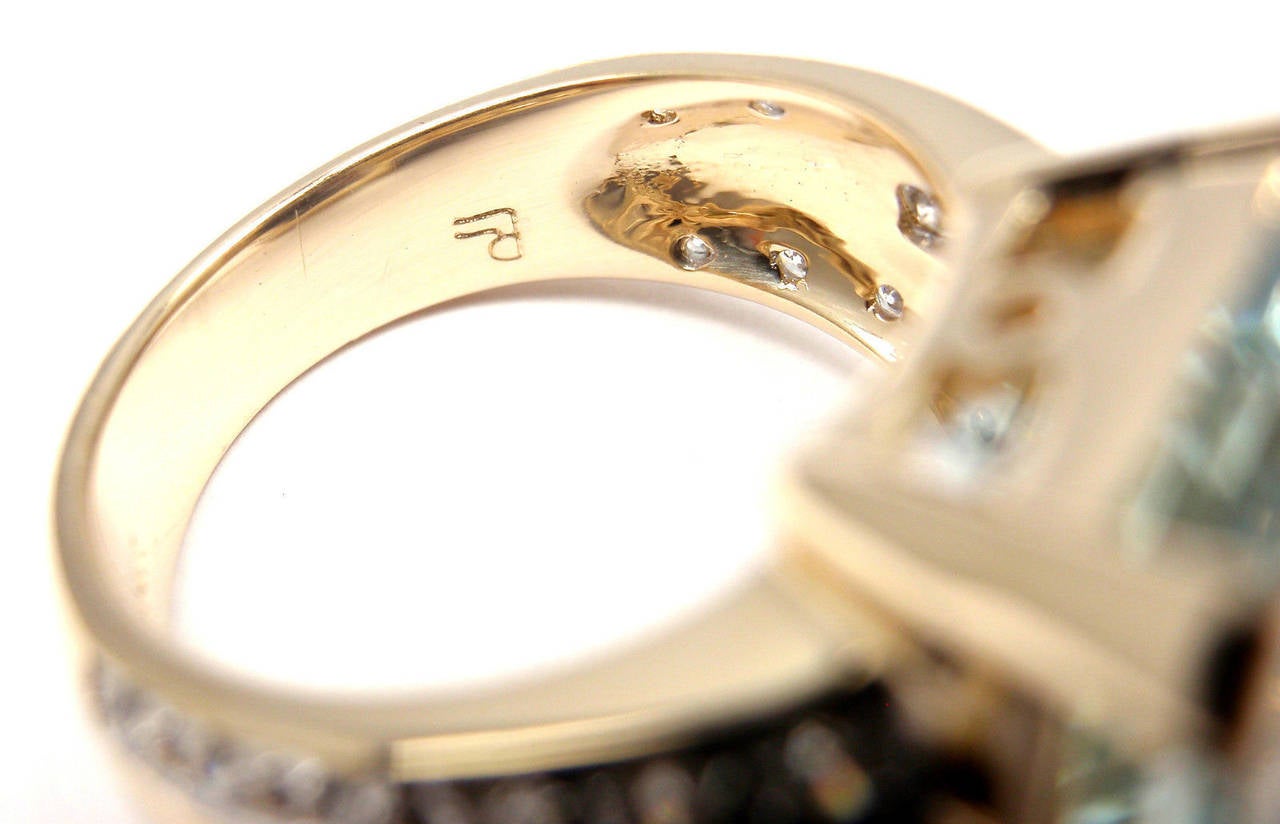 Large Aquamarine Diamond Gold Cocktail Ring 4