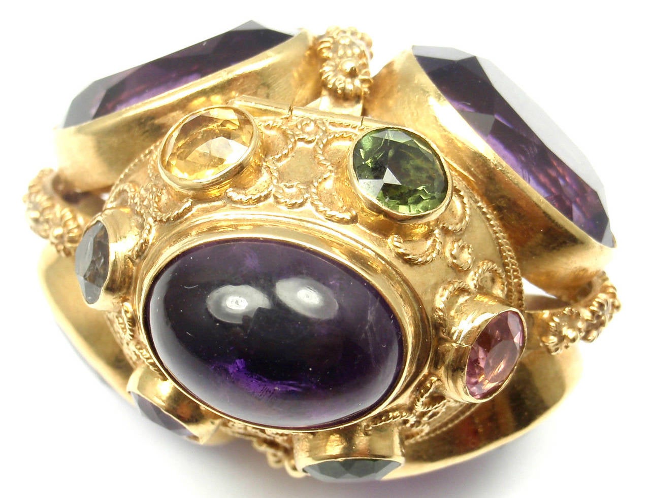 Bucherer Lady's Yellow Gold Amethyst Pearl Pendant Watch 3