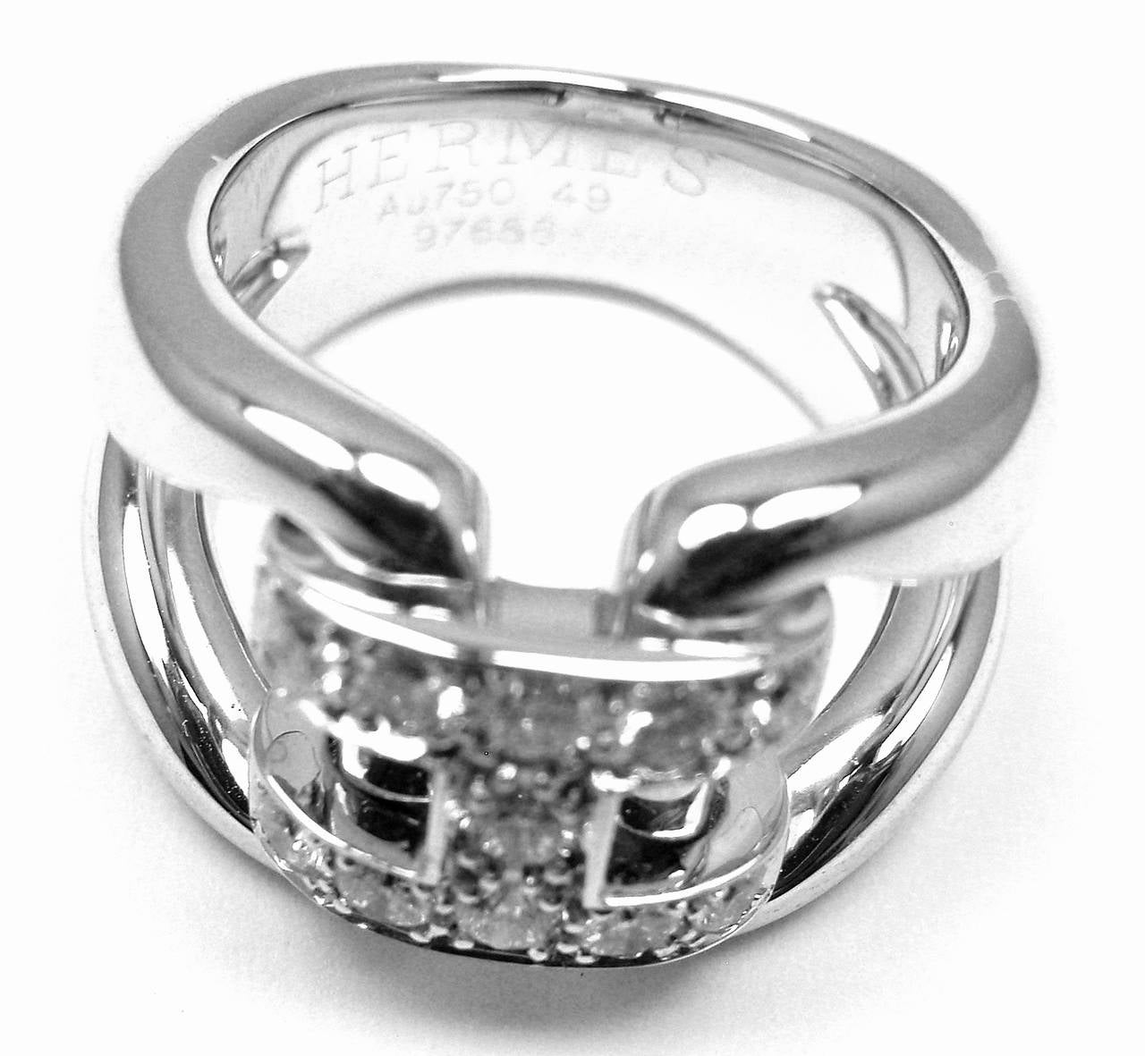 Women's Hermes Large Diamond Gold H Ring