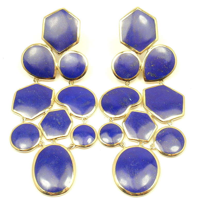 Ippolita Polished Rock Candy Lapis Lazuli Drop Yellow Gold Earrings 2