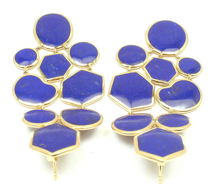 Women's Ippolita Polished Rock Candy Lapis Lazuli Drop Yellow Gold Earrings