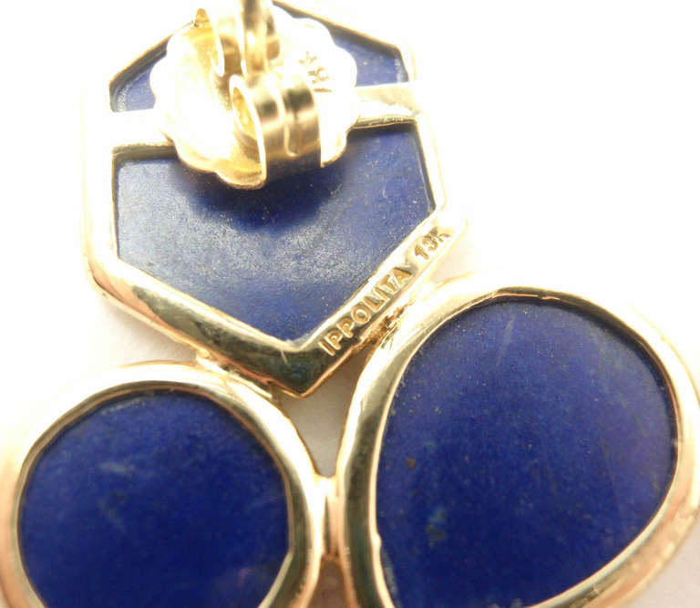 Ippolita Polished Rock Candy Lapis Lazuli Drop Yellow Gold Earrings 1