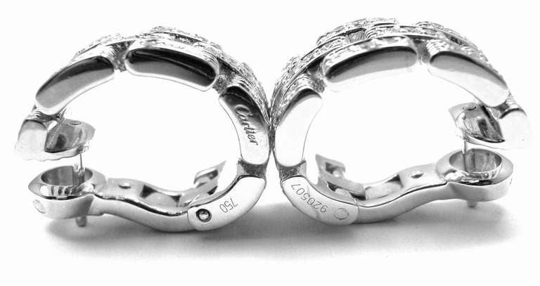 CARTIER Maillon Panthere Diamond White Gold Hoop Earrings 4