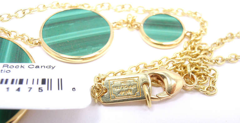 Ippolita Polished Rock Candy Malachite Circle Station Yellow Gold Necklace In New Condition In Southampton, PA