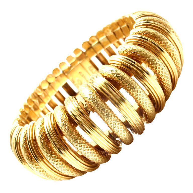 TIFFANY & CO Vintage Wide Yellow Gold Bangle Bracelet