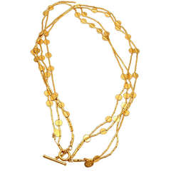 Retro YOSSI HARARI 36" Butterfly Bamboo Wrap Yellow Gold Necklace