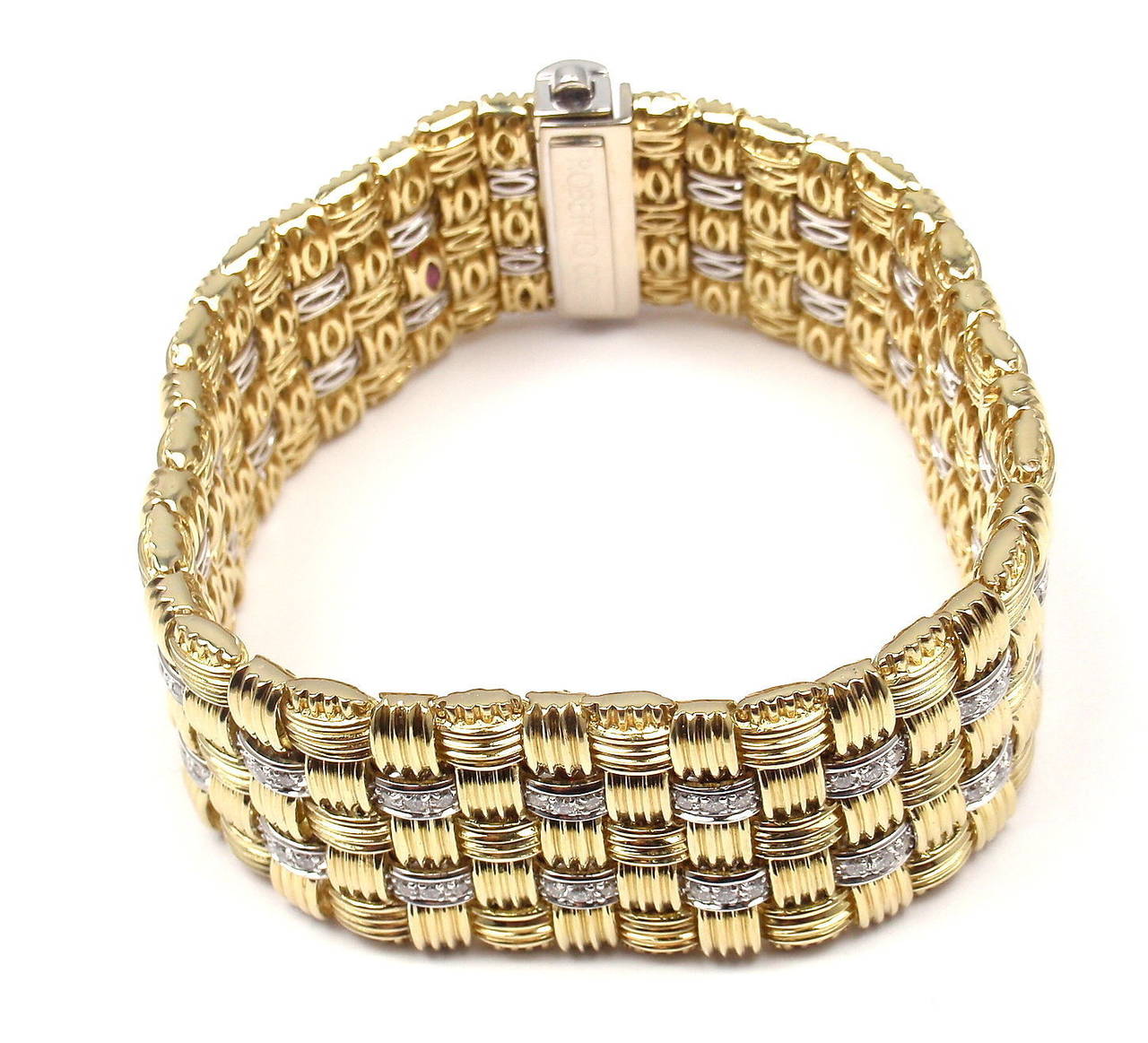 Roberto Coin Appassionata Five Row Diamond Woven Gold Bracelet 1