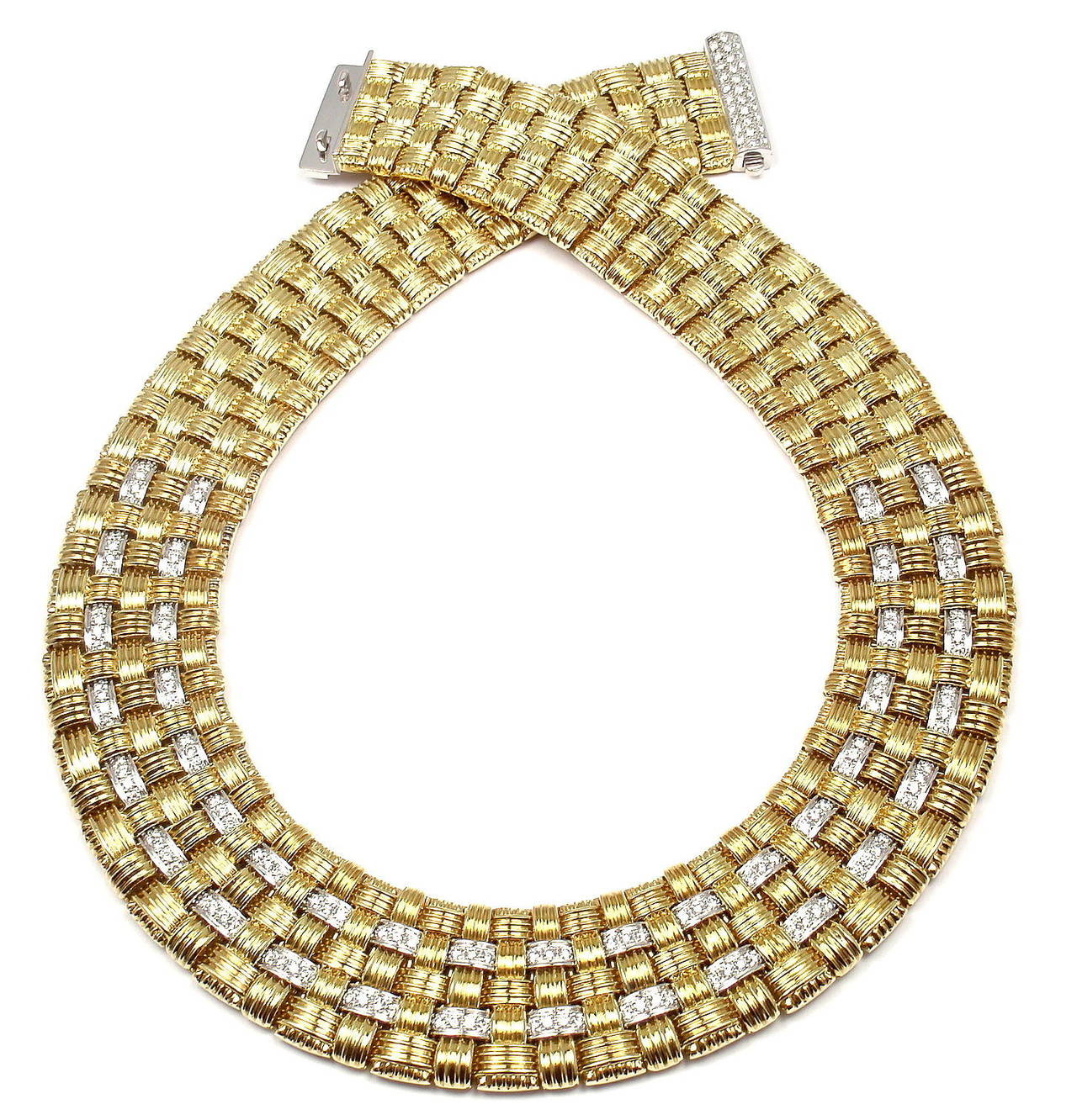 Women's Roberto Coin Appassionata Five Row Diamond Gold Necklace