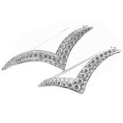 Tiffany & Co. Set of Two Diamond Platinum Seagull Brooch Pins