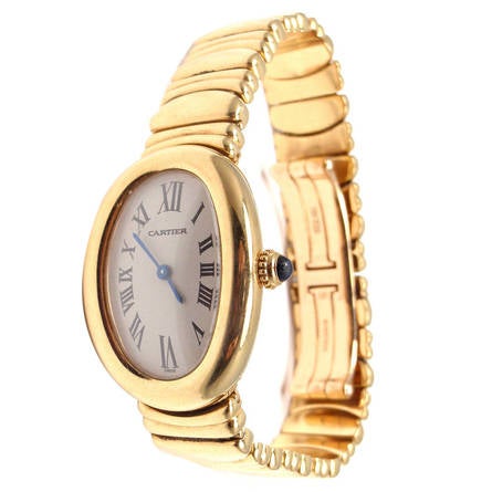 Yellow Gold Baignoire Quartz Wristwatch 