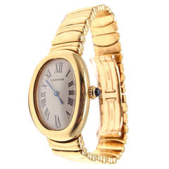 Vintage Cartier Lady's Yellow Gold Baignoire Quartz Wristwatch Ref 1954
