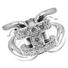 Hermes Large Diamond Gold H Ring