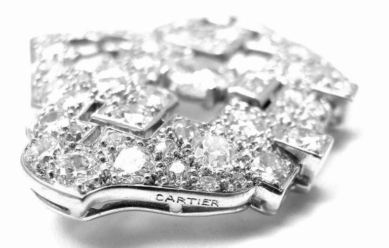 CARTIER Art Deco Diamond Platinum Pendant Pin Brooch 1