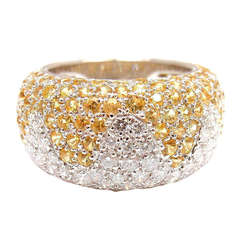 CHOPARD Diamond Sapphire Wave White Gold Ring 8