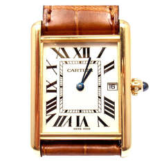 Cartier Yellow Gold  Tank Louis Wristwatch with Date