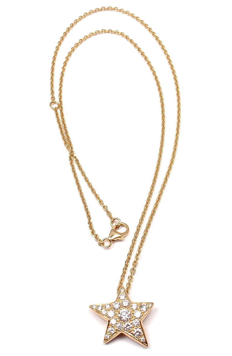 CHANEL Comete Star Diamond Yellow Gold Pendant Necklace at 1stDibs ...
