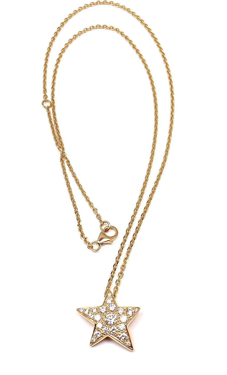 CHANEL Comete Star Diamond Yellow Gold Pendant Necklace