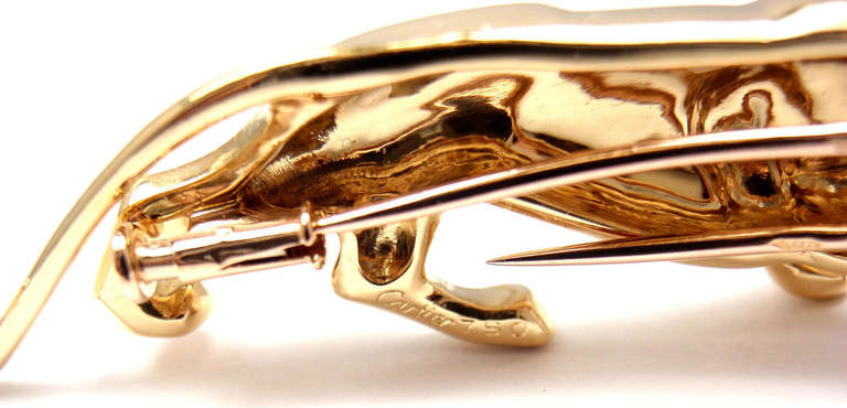 Women's CARTIER Panther Onyx Emerald Yellow Gold Pin Brooch