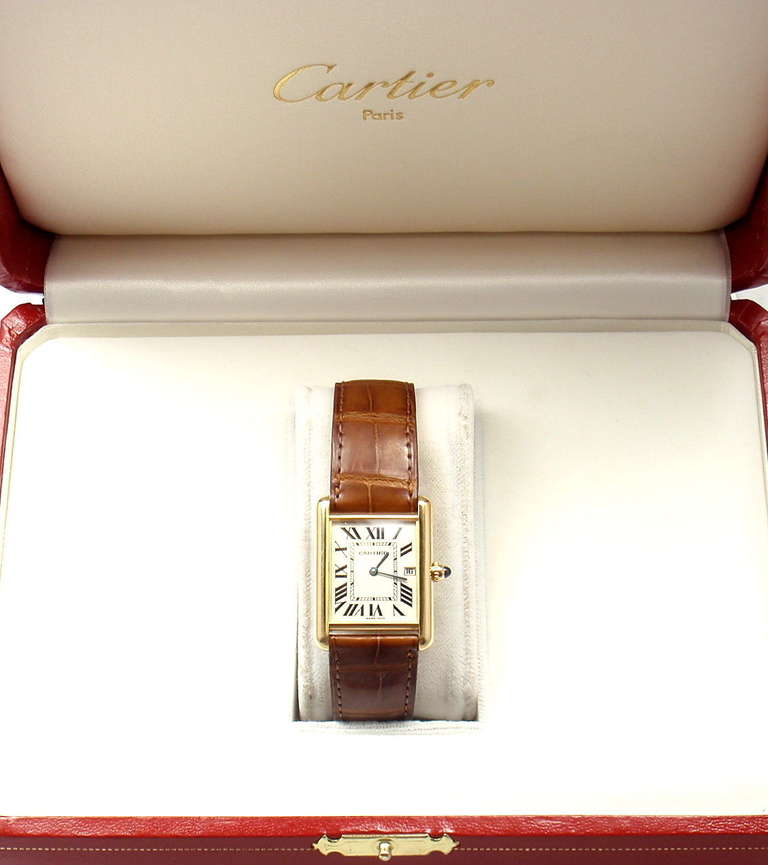 Cartier Yellow Gold  Tank Louis Wristwatch with Date In New Condition In Holland, PA