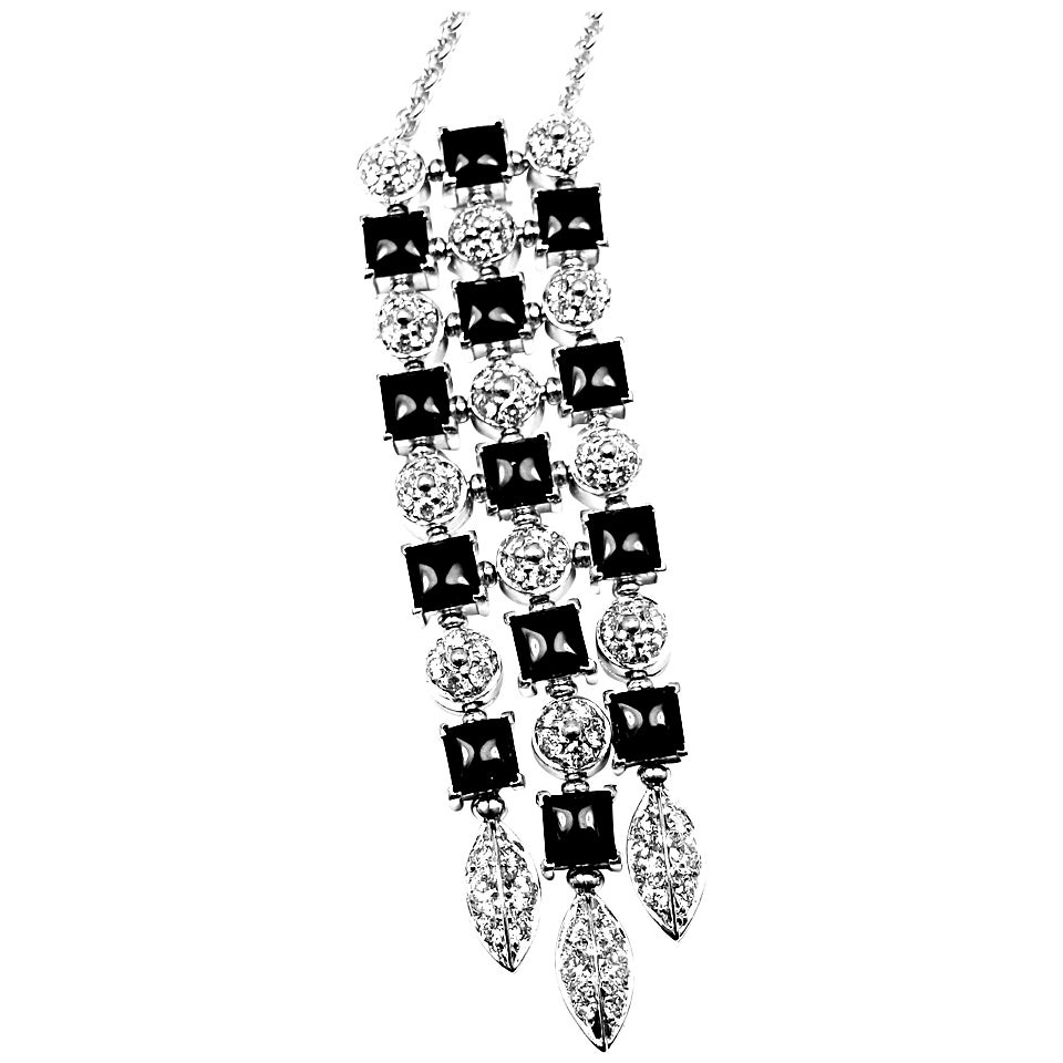 Bulgari Lucea Onyx Diamond Gold Pendant Necklace
