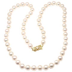 Mikimoto 24 Inch Akoya Pearl Yellow Gold Necklace