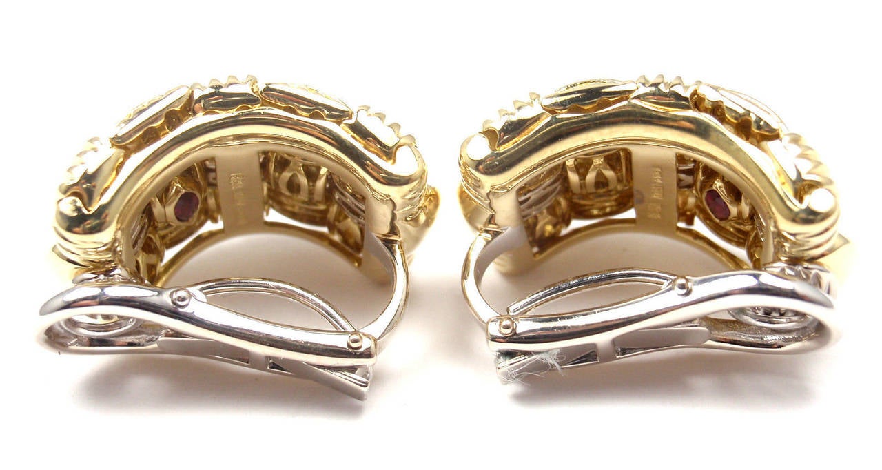 Women's Roberto Coin Appassionata Diamond Yellow Gold Hoop Earrings