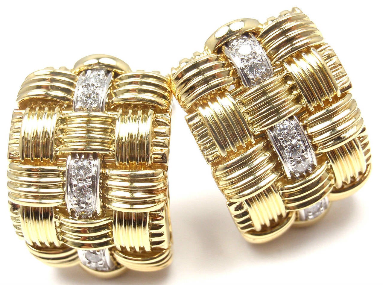 18k Yellow Gold Diamond Hoop Earrings by Roberto Coin. Part of the 