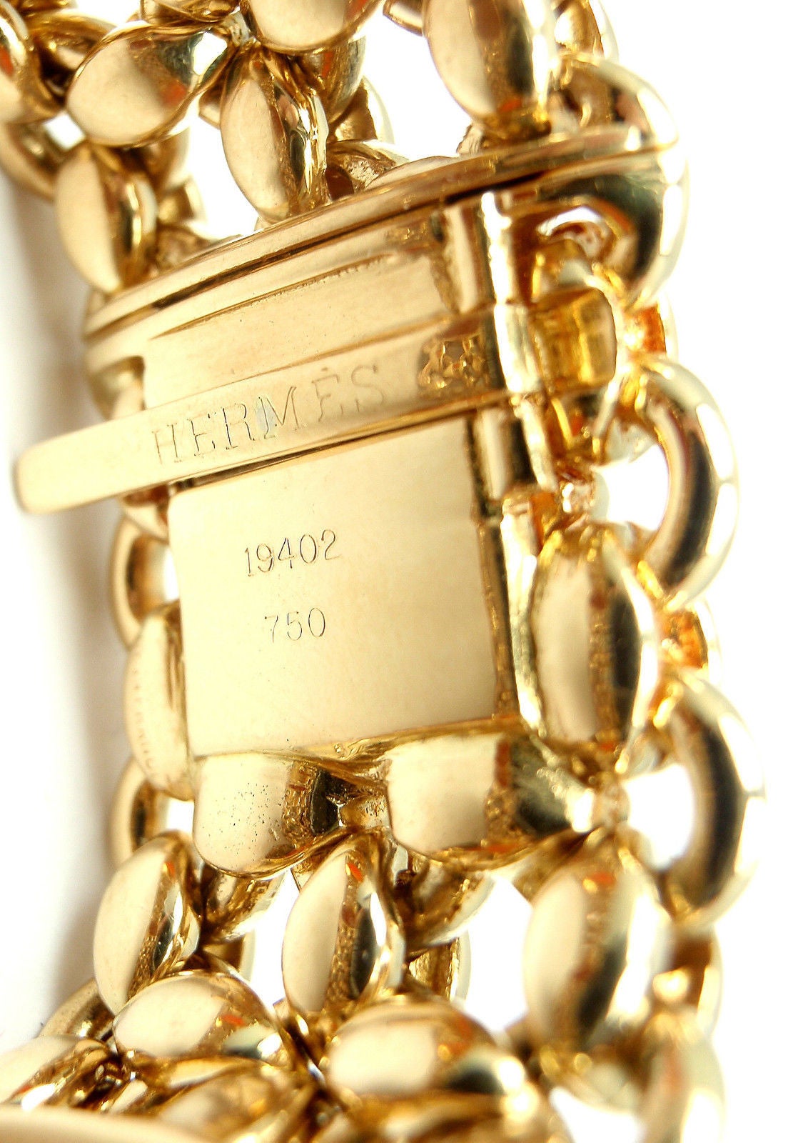 HERMES Carnelian Wide Link Yellow Gold Bracelet 1