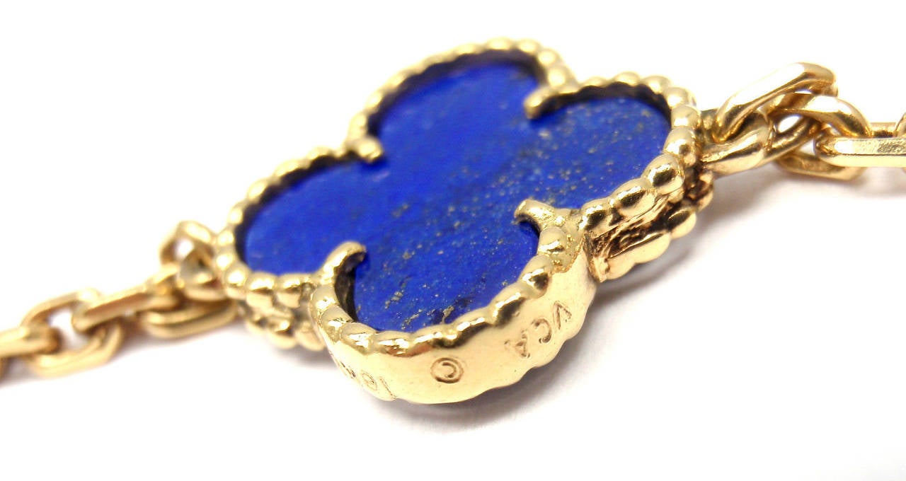 Van Cleef & Arpels Vintage Alhambra Lapis Lazuli Onyx 20 Motif Gold Necklace 2