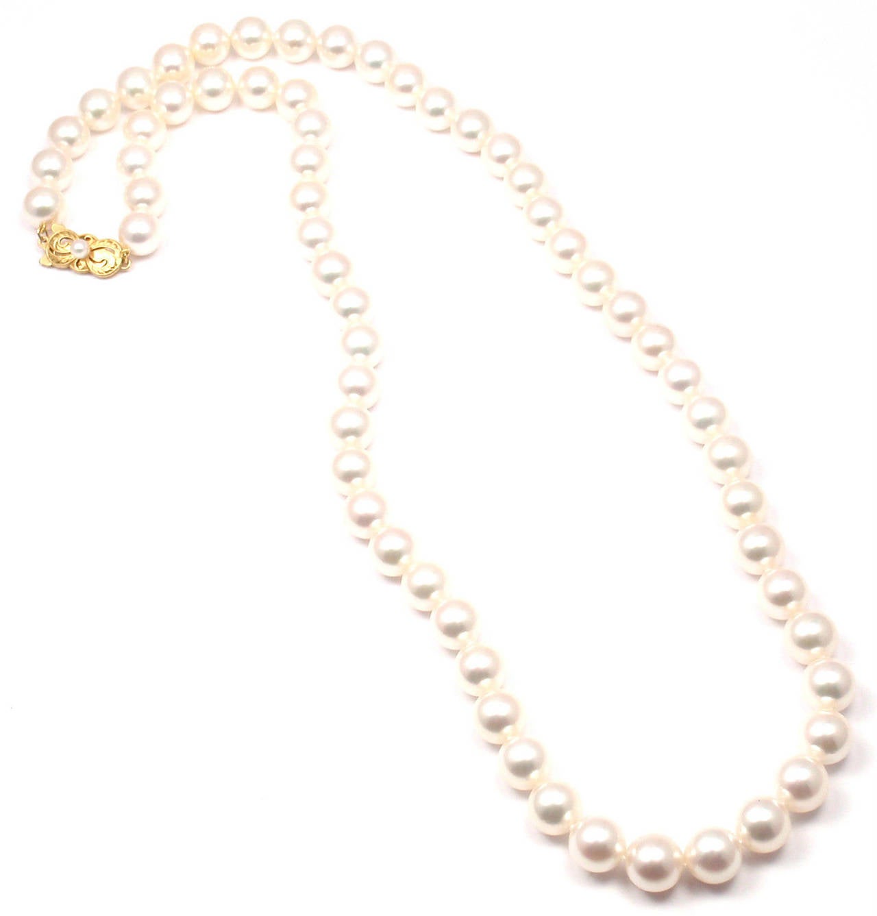 Women's Mikimoto 24 Inch Akoya Pearl Yellow Gold Necklace